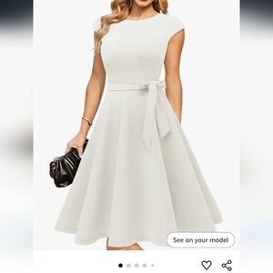 Womens Flowy White Mini Midi Dresses Formal